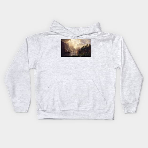 Among the Sierra Nevada, California by Albert Bierstadt Kids Hoodie by Classic Art Stall